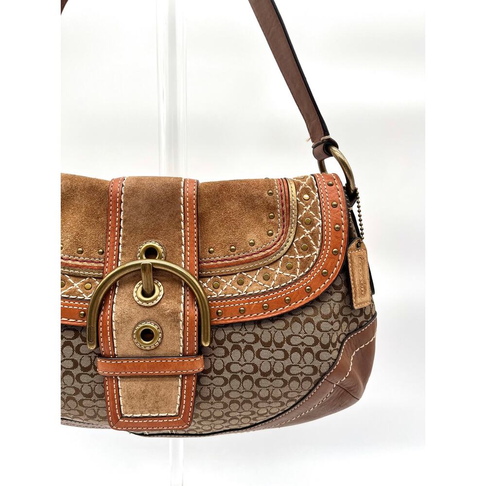 COACH SOHO Y2K Signature Studded Suede and Leather, Micro C, RARE - Picture 3 of 14
